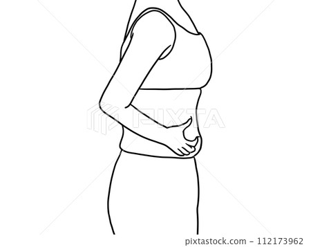 A woman who cares about her stomach (line drawing) A woman who cares about her stomach (line drawing) 112173962