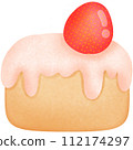 Illustration of a cake with strawberry on top isolated on png or transparent background 112174297