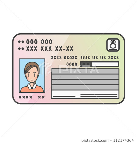 Illustration of Japan's My Number Card (female, with face photo) Illustration of Japan's My Number Card (female, with face photo) 112174364