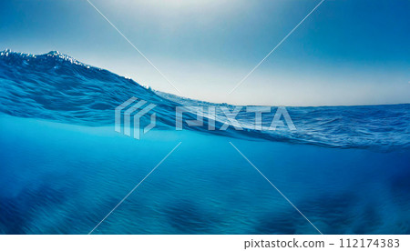Blue sea and sea surface seen from the side (AI generated image) Blue sea and sea surface seen from the side (AI generated image) 112174383