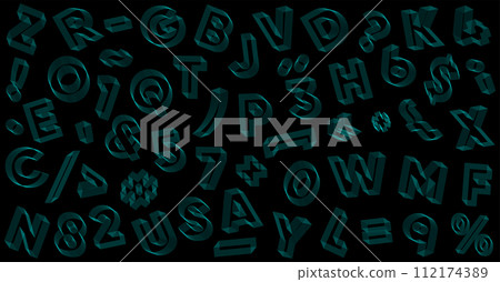 Abstract 3D Geometric alphabet fly on black background. Streetwear stile. Abstract 3D Geometric alphabet fly on black background. Streetwear stile. 112174389