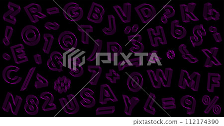 Abstract 3D Geometric alphabet fly on black background. Streetwear stile. Abstract 3D Geometric alphabet fly on black background. Streetwear stile. 112174390