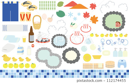 Illustration frame set related to hot springs 112174455