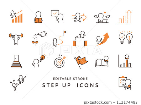 Icon set 3 related to step-up (color) 112174482
