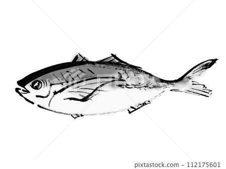 日式手繪插畫魚（竹莢魚） 112175601