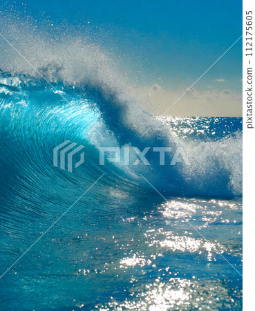 Large waves crashing with splashing waves (AI generated image) 112175605