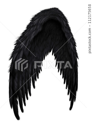 AI-generated content. Single Black Bird Wing Isolated on White AI-generated content. Single Black Bird Wing Isolated on White 112175658