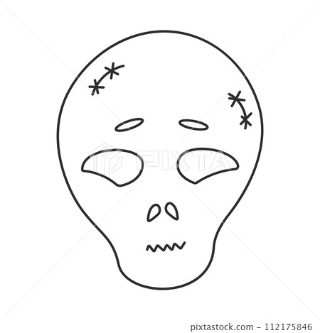 halloween skull line black scary element icon halloween skull line black scary element icon 112175846
