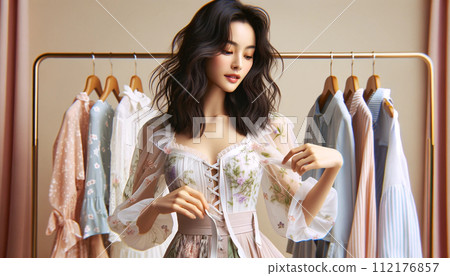 Oriental woman, Asian woman, Oriental girl, Asian girl, Oriental woman, Asian woman, various gestures, postures, expressions 112176857