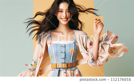 Oriental woman, Asian woman, Oriental girl, Asian girl, Oriental woman, Asian woman, various gestures, postures, expressions 112176858