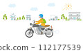 Woman in a helmet riding a motorcycle 112177539