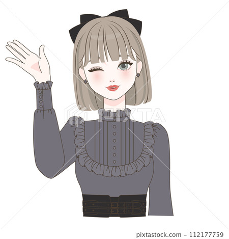 女孩舉起右手 112177759