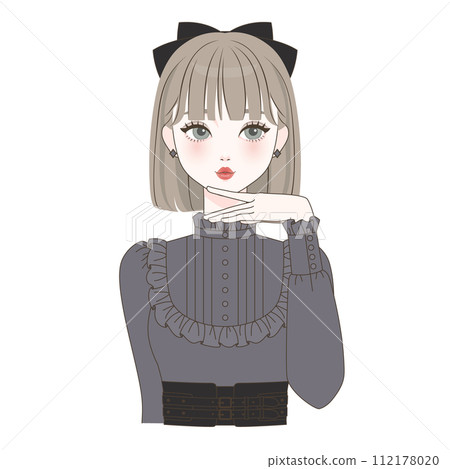 女孩用手托著下巴擺姿勢 女孩用手托著下巴擺姿勢 112178020