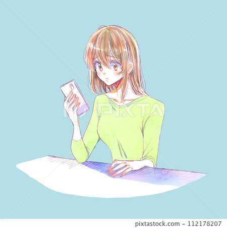 女人看著智慧型手機，厭惡的臉 112178207