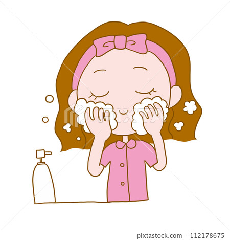 A young woman cleansing face 112178675
