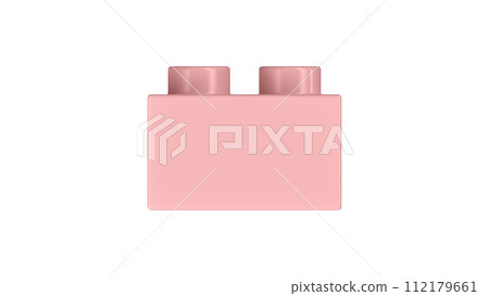 Powder Pink Lego Block Isolated on a White Background. Powder Pink Lego Block Isolated on a White Background. 112179661