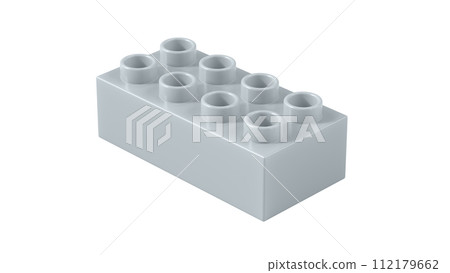 Zinc Plastic Lego Block Isolated on a White Background. 112179662