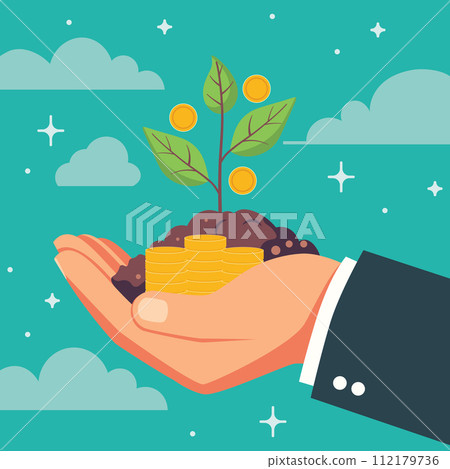 Businessman hand with sprout and soil Businessman hand with sprout and soil 112179736
