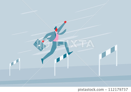 Businessman jump over hurdle Businessman jump over hurdle 112179737