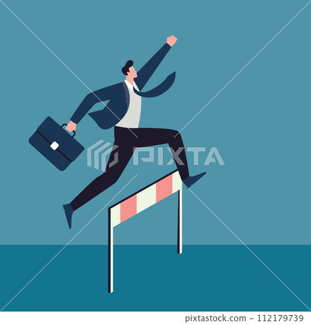 Businessman jump over hurdle Businessman jump over hurdle 112179739