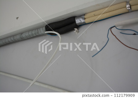 air conditioner drain hose with insulation. indoor unit. air conditioner drain hose with insulation. indoor unit. 112179909