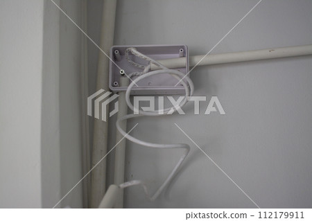 electrical junction box with white pipe connection 112179911