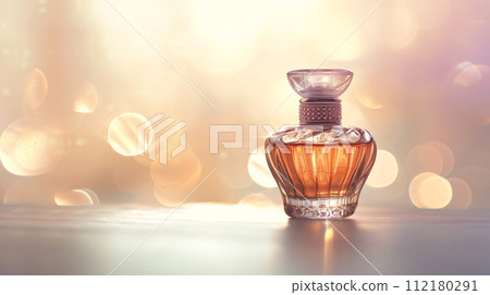 an elegant perfume bottle, glimmering with sophistication 112180291