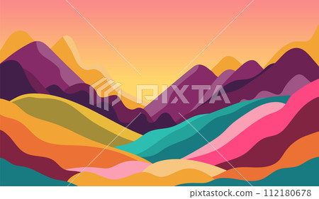 Abstract landscape with mountains and hills Abstract landscape with mountains and hills 112180678
