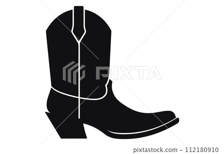 Cowboy boots with ornament. Cowboy western and wild west theme.Cowboy boot Illustration. Cowboy boot heels vector silhouette illustration set. 112180910