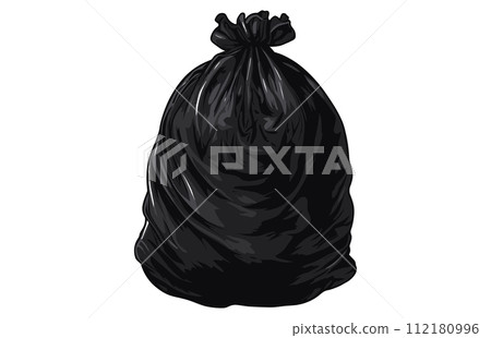 Rubbish bag silhouette icon,Packages with garbage vector illustration of big black plastic bags. Rubbish bag silhouette icon,Packages with garbage vector illustration of big black plastic bags. 112180996