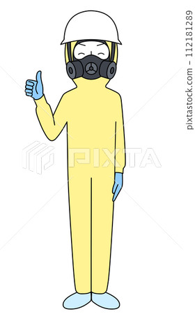 Good Sign Level C chemical protective suit illustration (male) 112181289