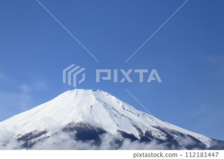 Mt. Fuji in winter seen from Lake Yamanaka Mt. Fuji in winter seen from Lake Yamanaka 112181447