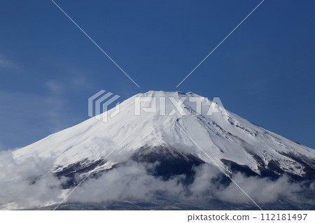 Mt. Fuji in winter seen from Lake Yamanaka Mt. Fuji in winter seen from Lake Yamanaka 112181497