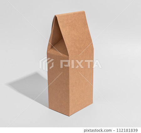 Blank craft product package, brown box mockup. Vertical upright carton pack mock up Blank craft product package, brown box mockup. Vertical upright carton pack mock up 112181839