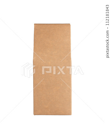 Blank kraft tall product package, box mockup. Brown carton bag mock up, isolated on white background 112181843