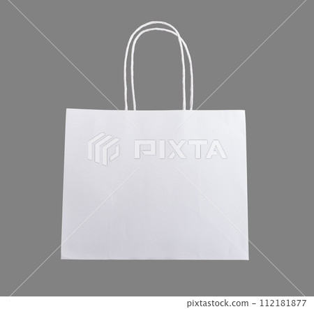 White paper bag with handles, paperbag mockup, isolated White paper bag with handles, paperbag mockup, isolated 112181877