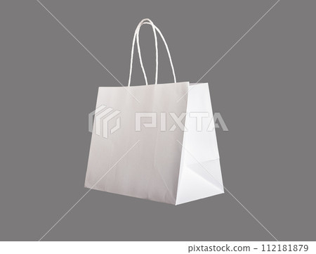 White paper shopping and gift bag mockup, paperbag mock up, isolated 112181879