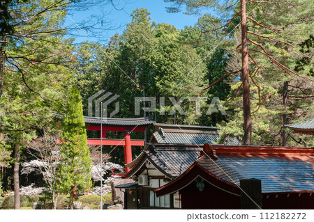 Fujiyoshida Kitaguchi Hongu Fuji Sengen Shrine near Fuji Mountain in Yamanashi, Japan 112182272