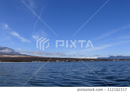 Mt. Fuji in winter seen from Lake Yamanaka Mt. Fuji in winter seen from Lake Yamanaka 112182317