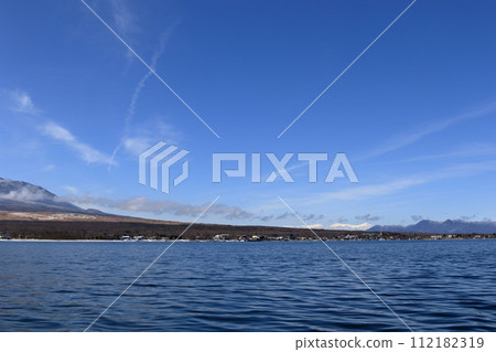 Mt. Fuji in winter seen from Lake Yamanaka Mt. Fuji in winter seen from Lake Yamanaka 112182319