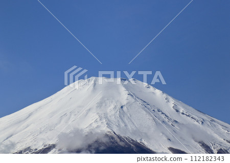 Mt. Fuji in winter seen from Lake Yamanaka Mt. Fuji in winter seen from Lake Yamanaka 112182343