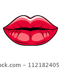 Sexy biting lips isolated on white background. Cartoon style. Vector illustration for any design. 112182405