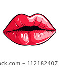 Sexy biting lips isolated on white background. Cartoon style. Vector illustration for any design. 112182407