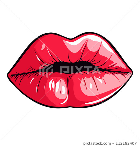 Sexy biting lips isolated on white background. Cartoon style. Vector illustration for any design. Sexy biting lips isolated on white background. Cartoon style. Vector illustration for any design. 112182407