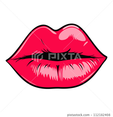 Sexy biting lips isolated on white background. Cartoon style. Vector illustration for any design. 112182408