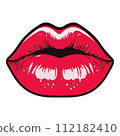 Lip kiss isolated on white background. Cartoon style. Vector illustration for any design. 112182410