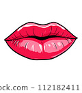 Lip kiss isolated on white background. Cartoon style. Vector illustration for any design. 112182411