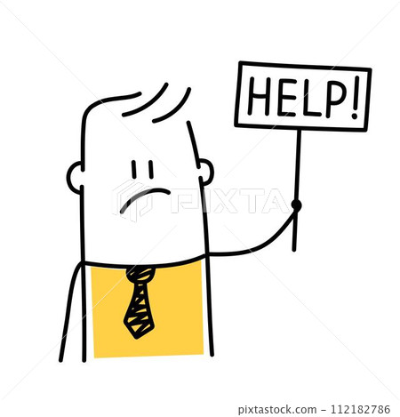 man holds a sign saying help 112182786