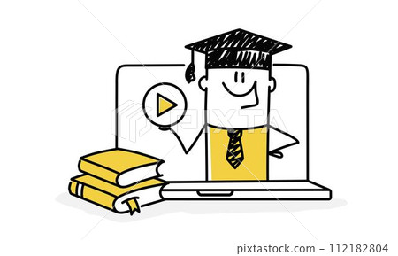 Man offers online course. Man offers online course. 112182804