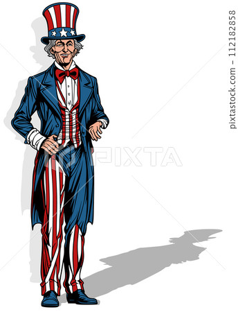 Uncle Sam in a Classic American Flag Costume 112182858